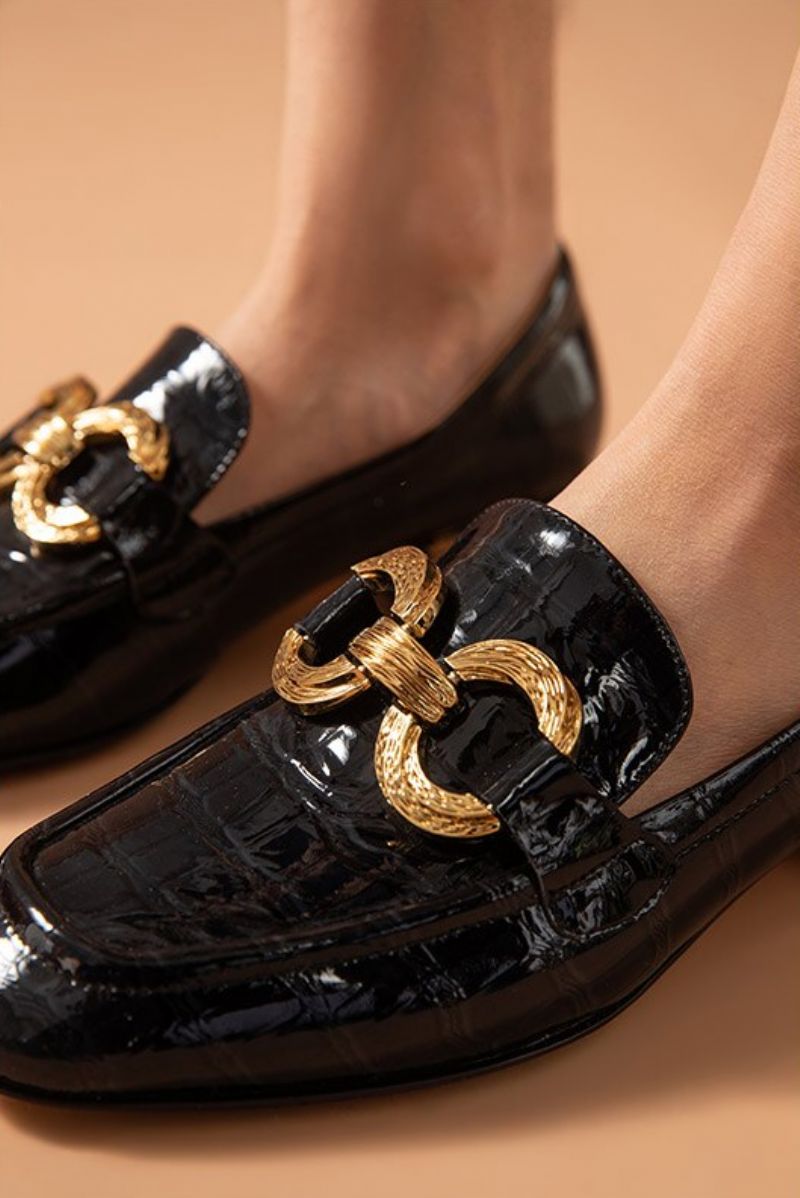 Eleanor Naisten Kiiltonahkaiset Loafer-kengät - Musta