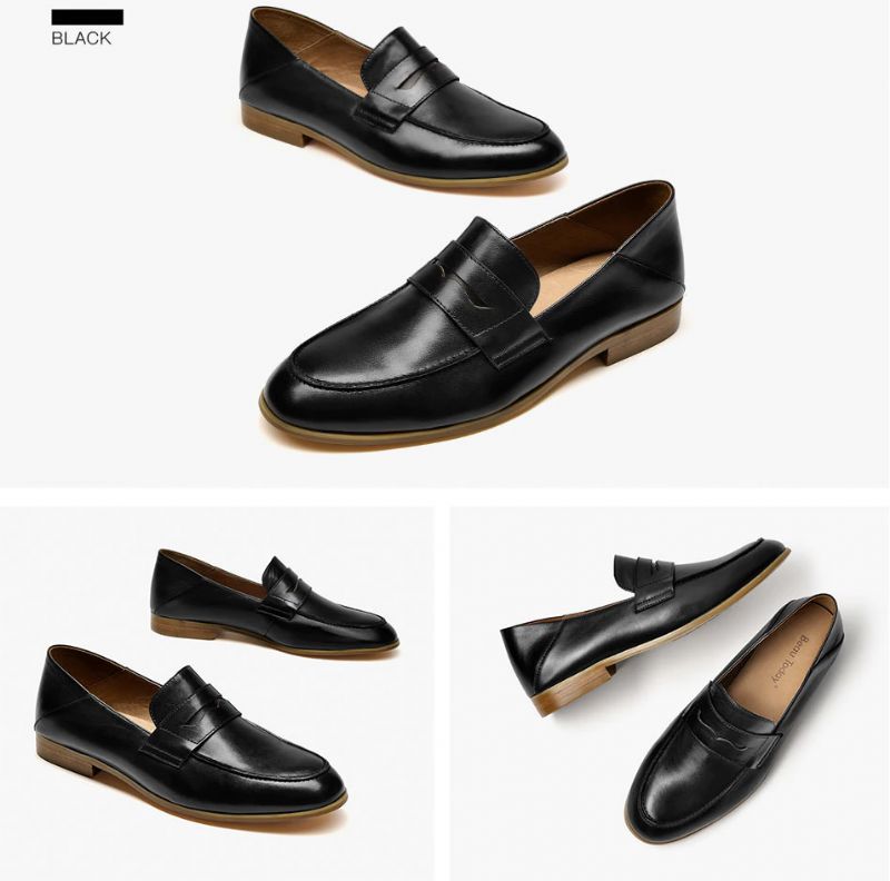 Enid Naisten Pyöreäkärkiset Nahkaiset Loafer-kengät - Kahvi