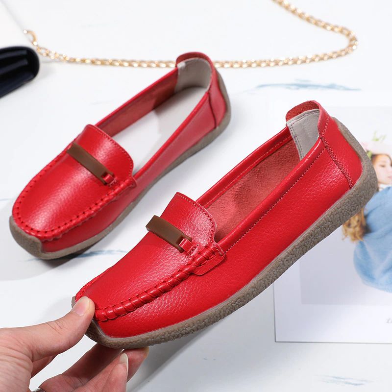 Enzo Naisten Litteät Nahkaiset Loafer-kengät - Harmaa