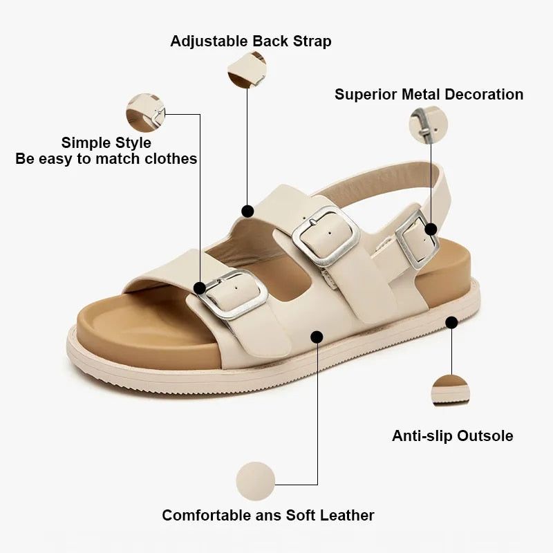 Erminia Naisten Litteät Sandaalit - Beige