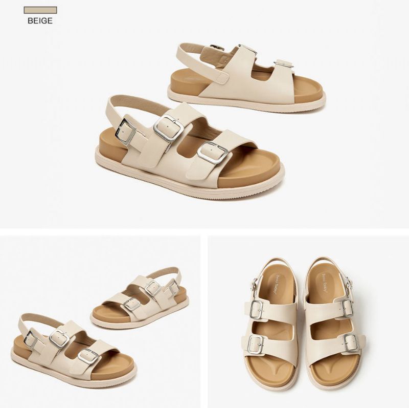 Erminia Naisten Litteät Sandaalit - Beige