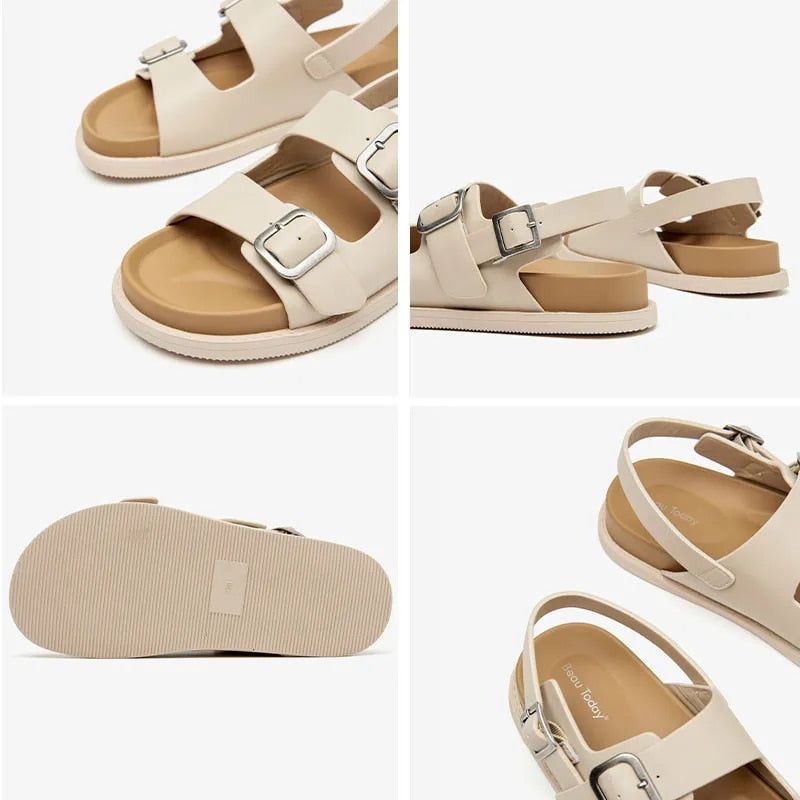 Erminia Naisten Litteät Sandaalit - Beige
