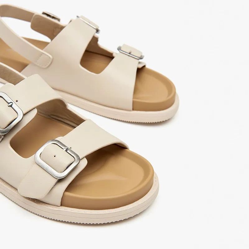 Erminia Naisten Litteät Sandaalit - Beige