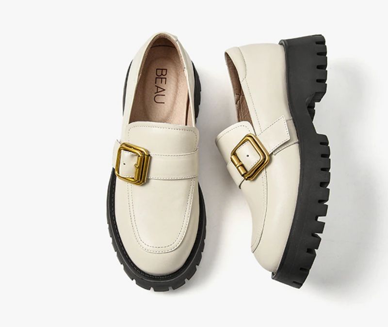 Esma Naisten Nahkainen Loafer - Beige
