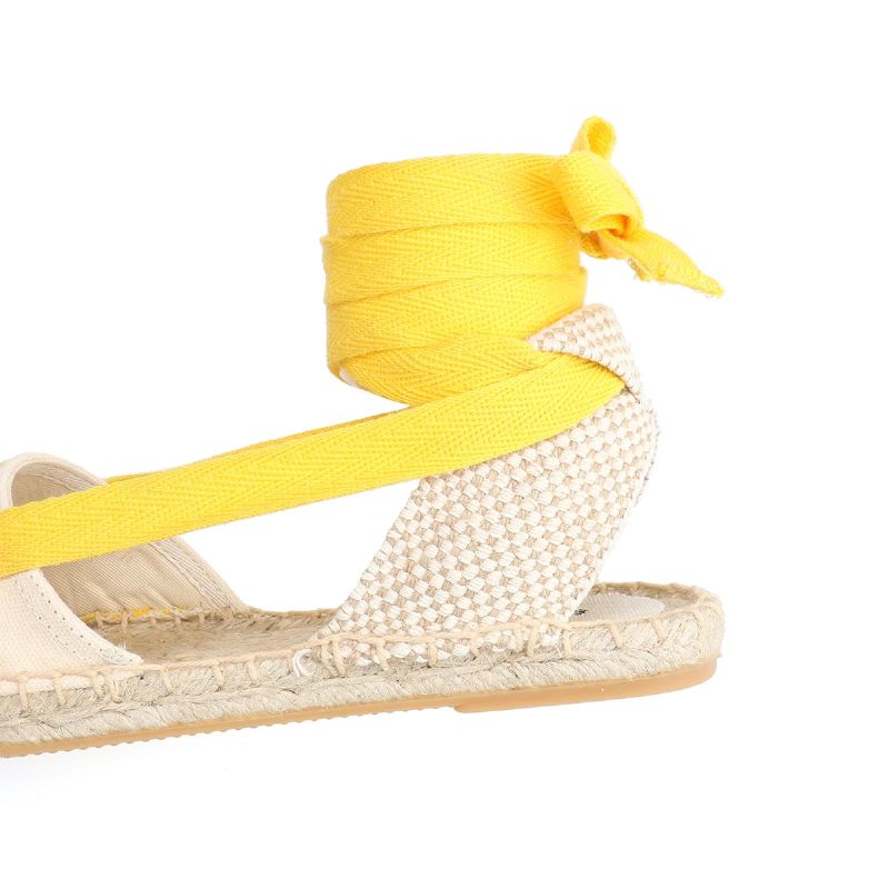 Estela Naisten Nilkkahihnat Litteät Espadrillit - Keltainen