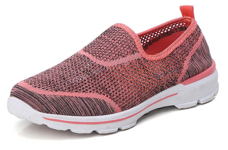 Estelita Naisten Slip-on Hengittävä Mesh Kesämuoti Litteät Mustat Kengät - Musta Punainen
