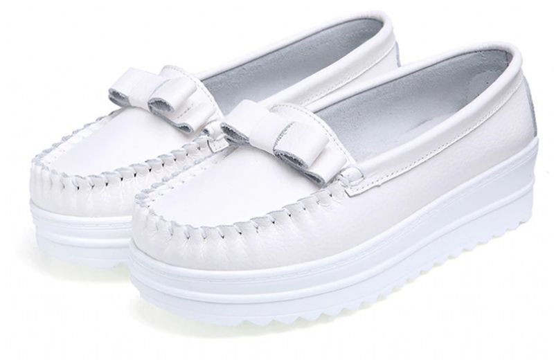 Esther Naisten Mukavat Nahkaiset Loafer-kengät - Valkoinen 1
