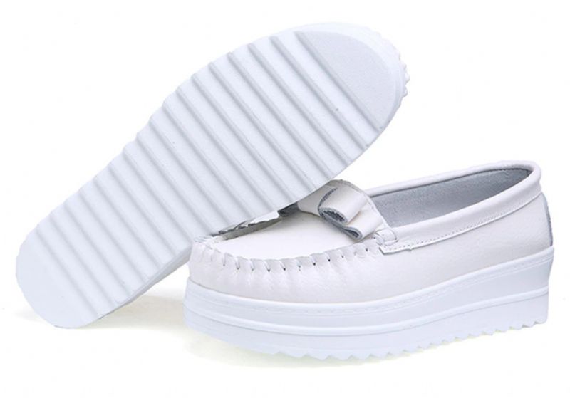 Esther Naisten Mukavat Nahkaiset Loafer-kengät - Valkoinen 1