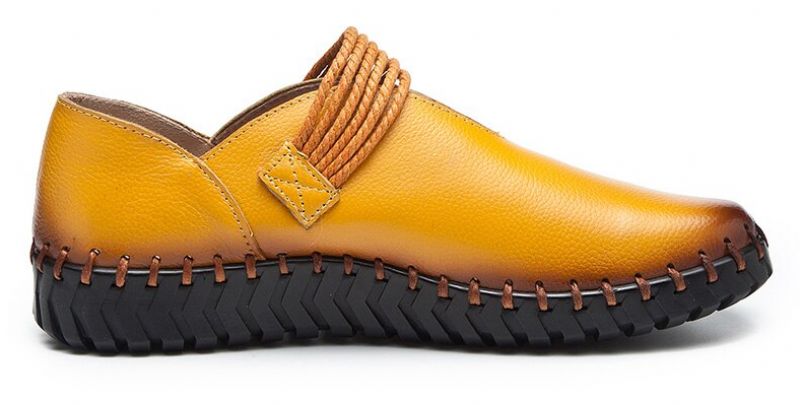 Felipa Naisten Litteät Nahkaiset Loafer-kengät - Keltainen
