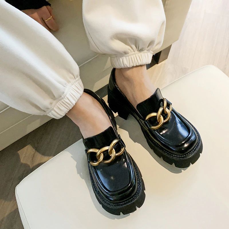 Fernanda Round Toe Platform Oxford Mustat Kengät - Musta