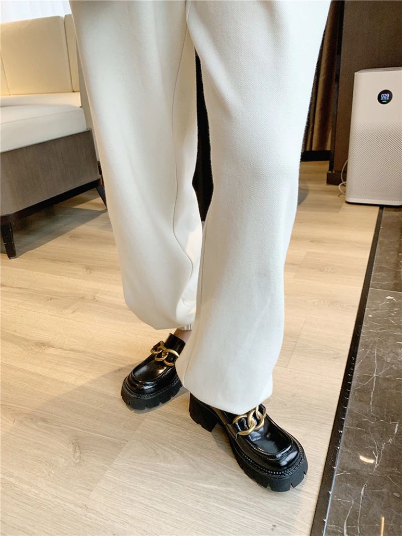 Fernanda Round Toe Platform Oxford Mustat Kengät - Musta