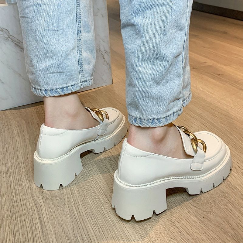 Fernanda Round Toe Platform Oxford Mustat Kengät - Musta