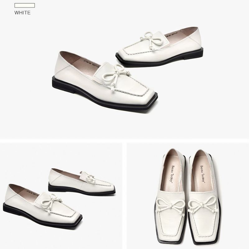 Galina Naisten Litteät Nahkaiset Loafer-kengät - Musta