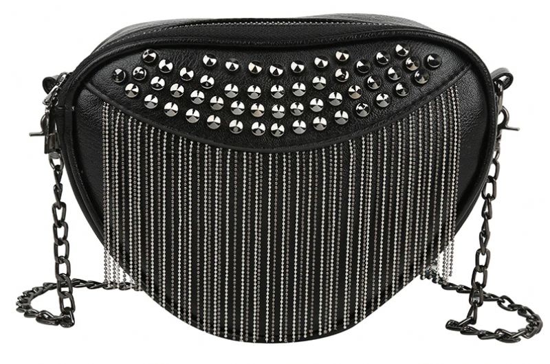 Gata Naisten Musta Punk-tyylinen Olkalaukku - Musta