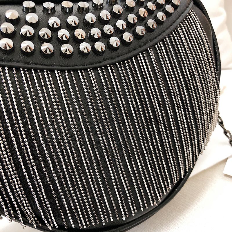 Gata Naisten Musta Punk-tyylinen Olkalaukku - Musta