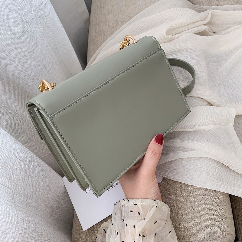 Haman Naisten Crossbody Laukku Nahkaketjuilla - Vihreä