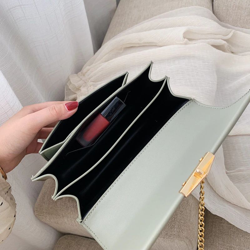 Haman Naisten Crossbody Laukku Nahkaketjuilla - Vihreä