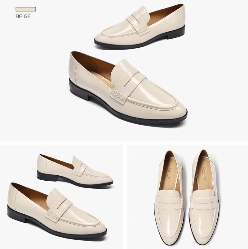 Hospina Naisten Penny-nahkaiset Loafer-kengät - Beige