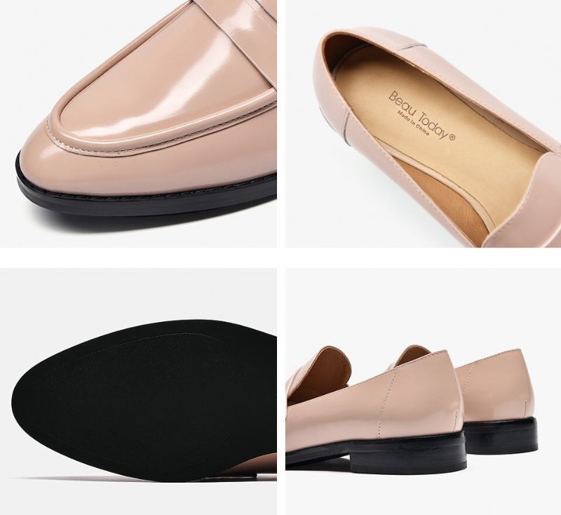 Hospina Naisten Penny-nahkaiset Loafer-kengät - Beige