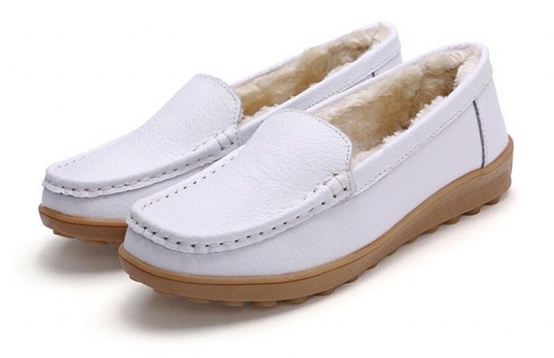 Ibana Naisten Nahkainen Loafer - Valkoinen