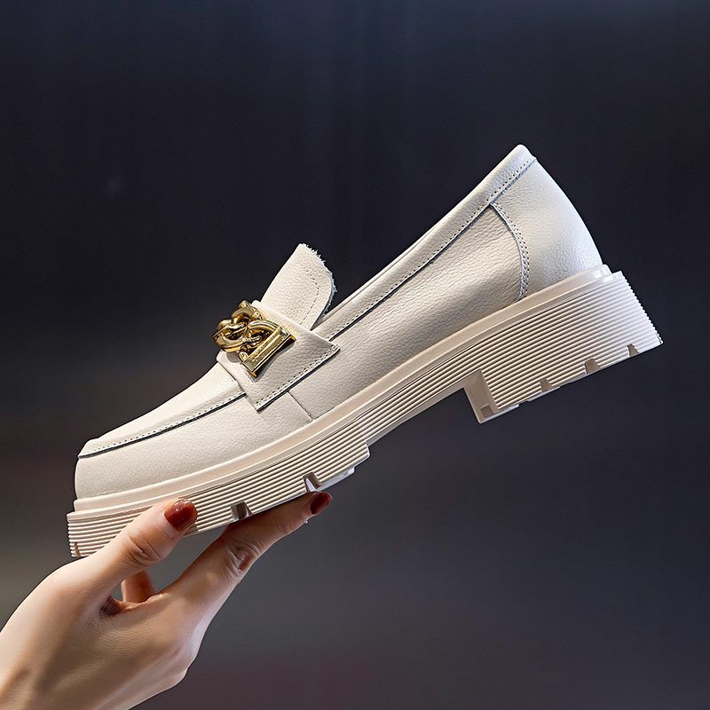 Julia Naisten Dressy Platform-nahkainen Loafer-kengät - Beige