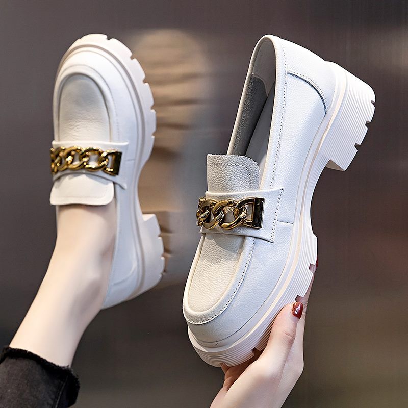 Julia Naisten Dressy Platform-nahkainen Loafer-kengät - Beige