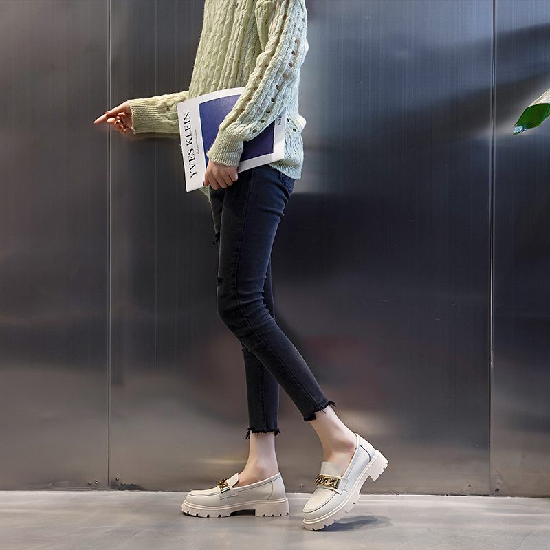 Julia Naisten Dressy Platform-nahkainen Loafer-kengät - Beige