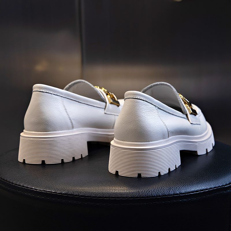 Julia Naisten Dressy Platform-nahkainen Loafer-kengät - Beige