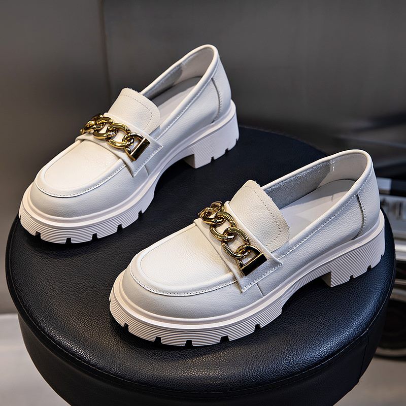 Julia Naisten Dressy Platform-nahkainen Loafer-kengät - Beige