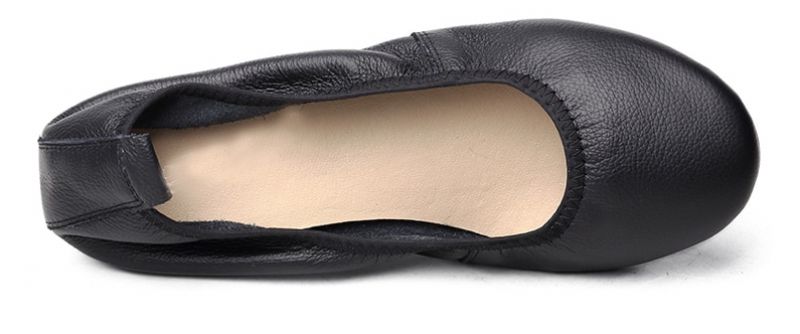 Julia Naisten Litteät Nahkaiset Ballerinakengät - Musta