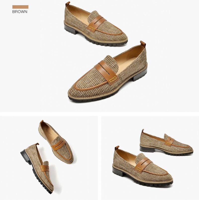 Kaley Naisten Litteät Nahkaiset Loafer-kengät - Ruskea