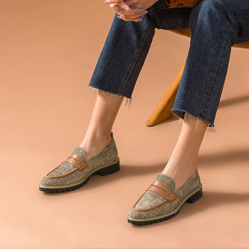 Kaley Naisten Litteät Nahkaiset Loafer-kengät - Ruskea