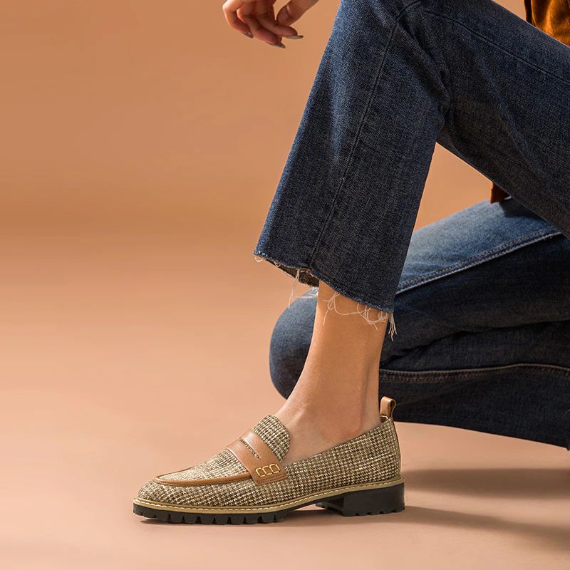 Kaley Naisten Litteät Nahkaiset Loafer-kengät - Ruskea