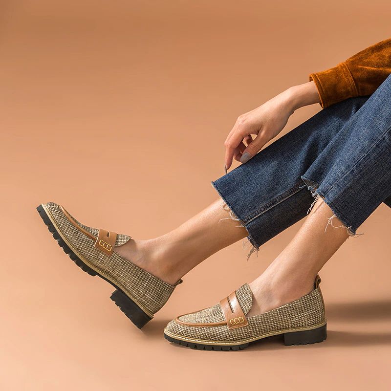 Kaley Naisten Litteät Nahkaiset Loafer-kengät - Ruskea