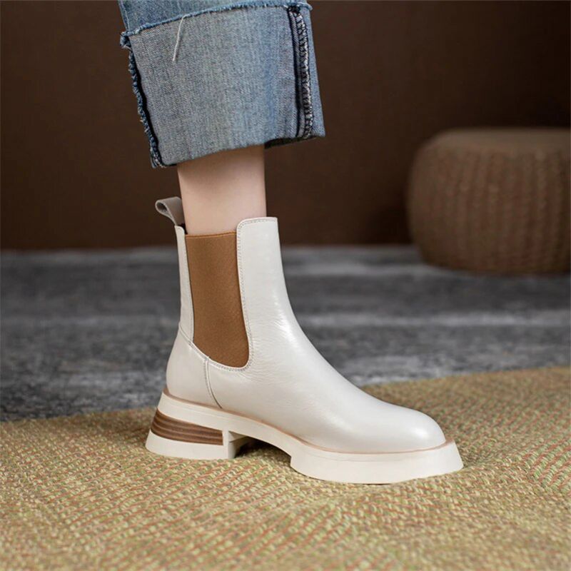 Kennyn Naisten Alustan Chelsea-saappaat - Beige No Fur