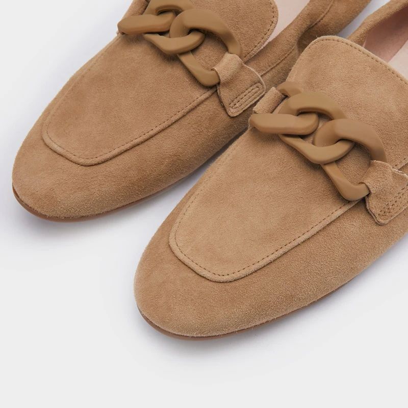 Lauran Naisten Tasaiset Nahkaiset Loafer-kengät - Aprikoosi