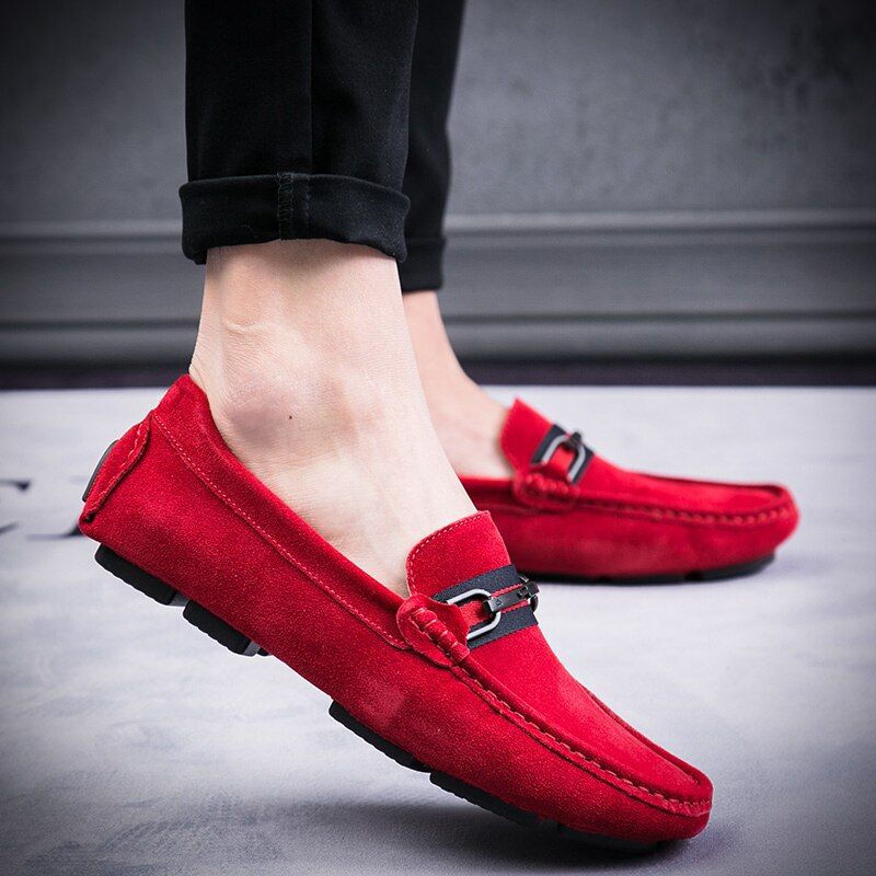 Leonardo Miesten Loafers -ylelliset Kengät - Punainen