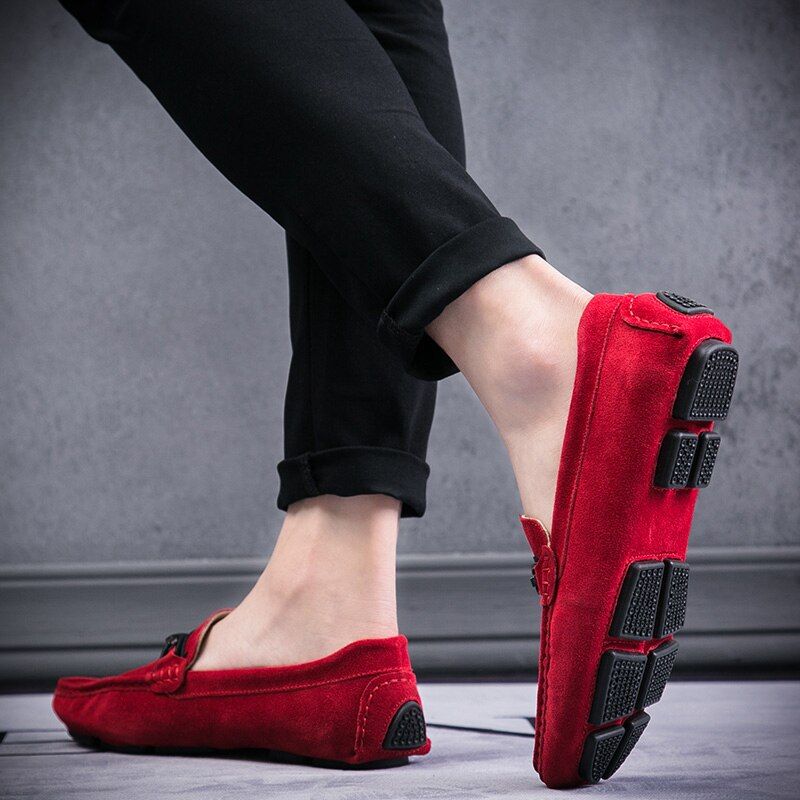 Leonardo Miesten Loafers -ylelliset Kengät - Punainen