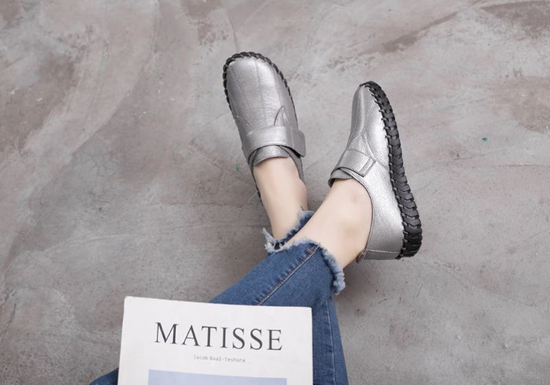 Lina Naisten Pehmeät Litteät Nahkaiset Loafer-kengät - Purppura