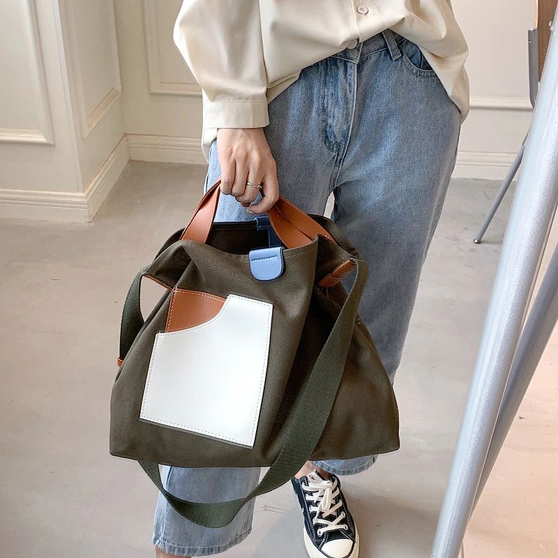 Lola Naisten Suuri Suurikapasiteettinen Kangaskäsilaukku - Beige