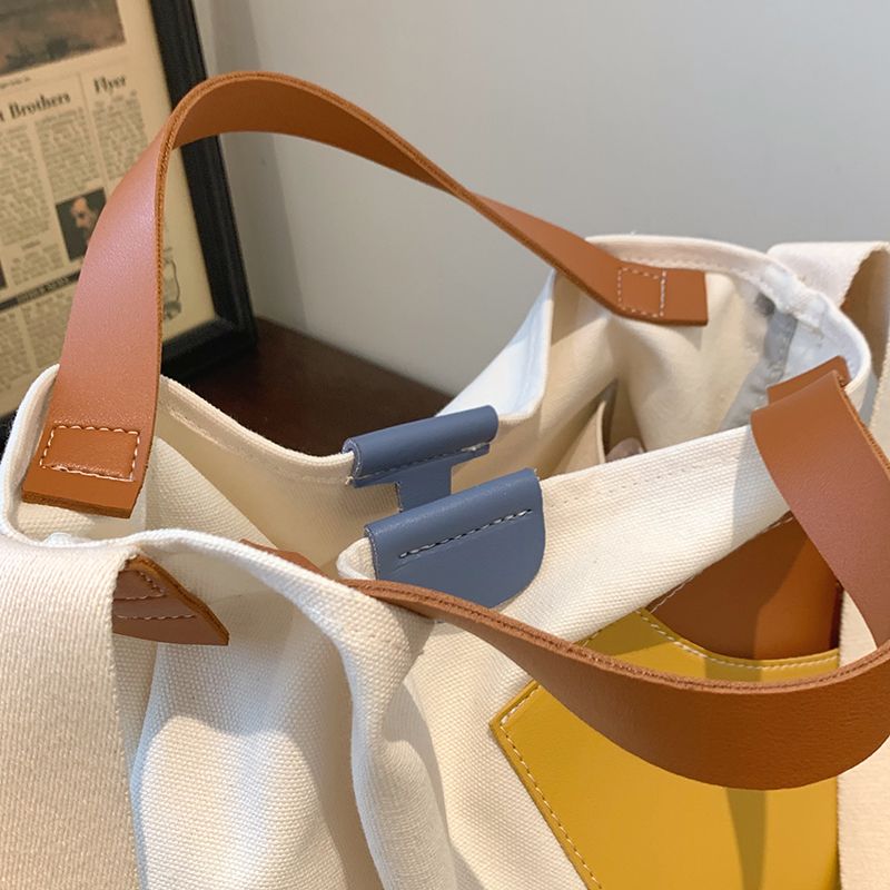 Lola Naisten Suuri Suurikapasiteettinen Kangaskäsilaukku - Beige