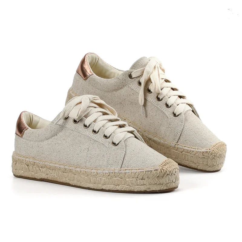Loreana Naisten Alustan Hampun Espadrillit - Beige