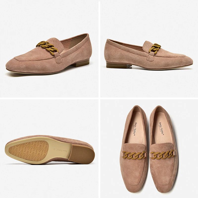Lorenza Naisten Tyylikkäät Mokkanahkaiset Loafer-kengät - Pinkki