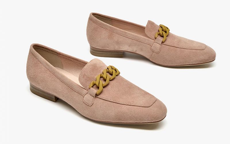 Lorenza Naisten Tyylikkäät Mokkanahkaiset Loafer-kengät - Pinkki