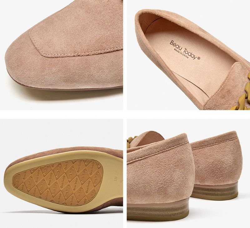 Lorenza Naisten Tyylikkäät Mokkanahkaiset Loafer-kengät - Pinkki