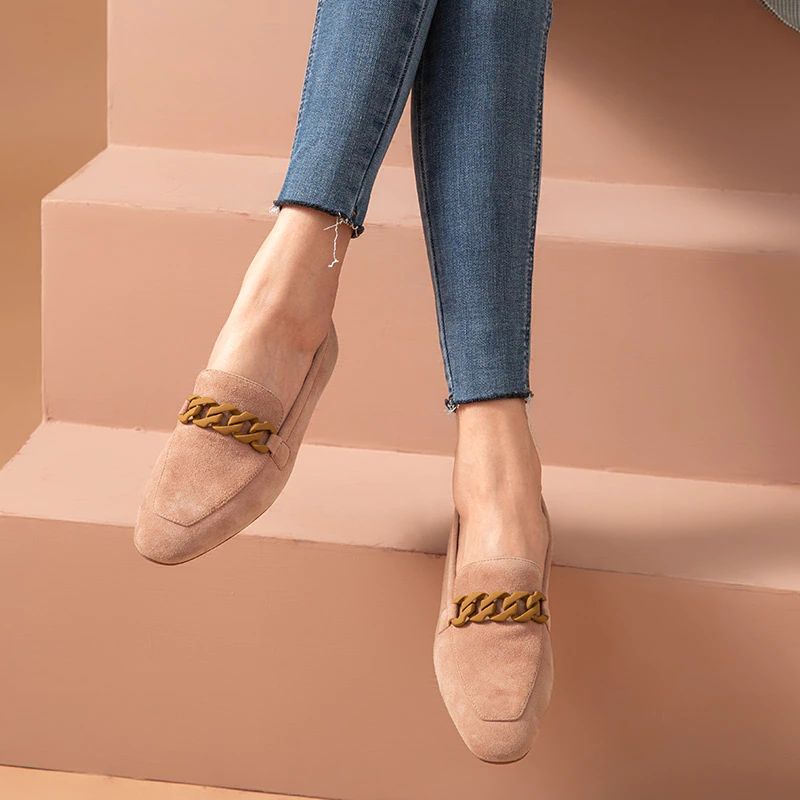 Lorenza Naisten Tyylikkäät Mokkanahkaiset Loafer-kengät - Pinkki