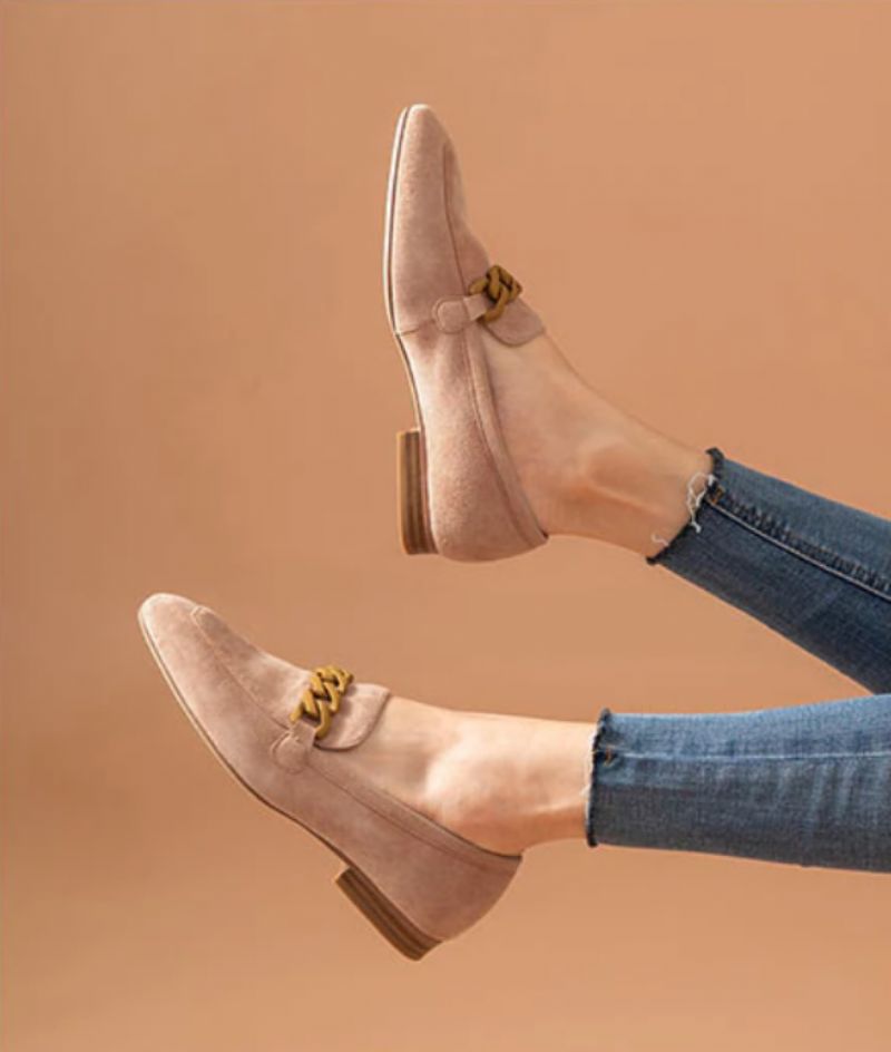 Lorenza Naisten Tyylikkäät Mokkanahkaiset Loafer-kengät - Pinkki