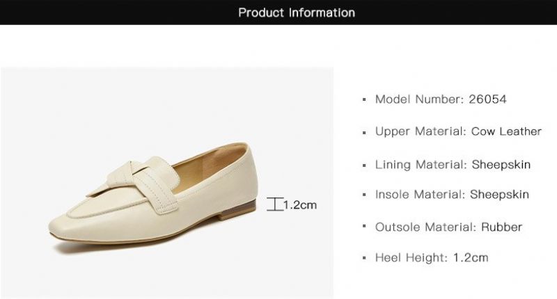 Lupita Naisten Nelikulmaiset Nahkaiset Loafer-kengät - Beige