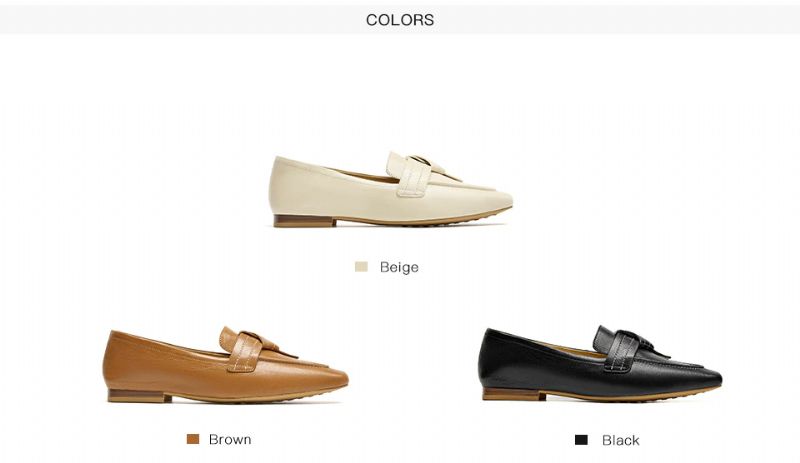 Lupita Naisten Nelikulmaiset Nahkaiset Loafer-kengät - Beige