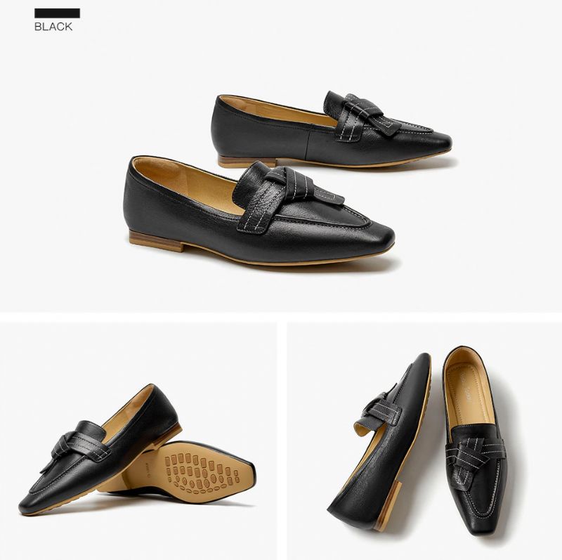 Lupita Naisten Nelikulmaiset Nahkaiset Loafer-kengät - Beige